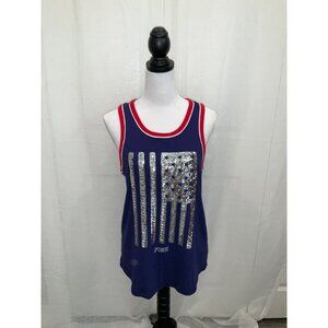 Victoria's Secret PINK Sequin American Flag Tank top size SMALL